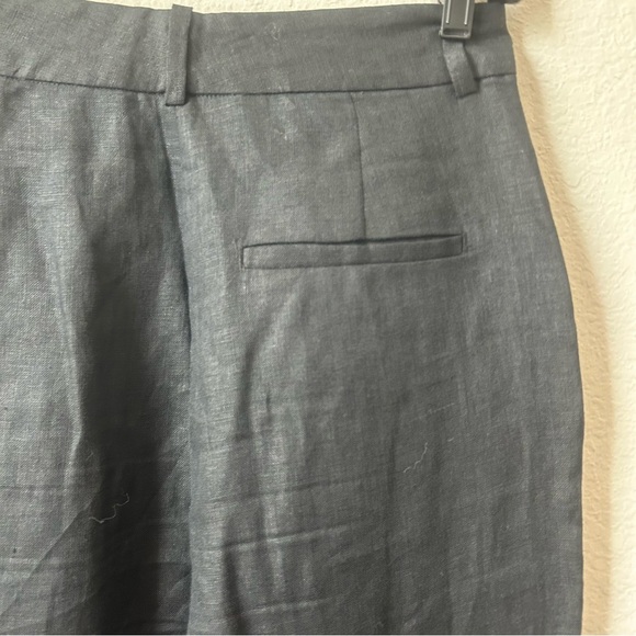 Zara 100% Linen High Rise Wide Leg Black Trouser Pants Sz XS - Picture 9 of 11